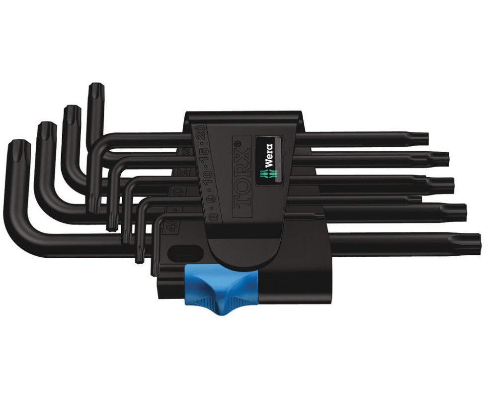 картинка Набор Г-образных ключей с фиксирующей функцией Wera 967 L/9 TORX® HF BlackLaser WE-024244 от магазина "Элит-инструмент"