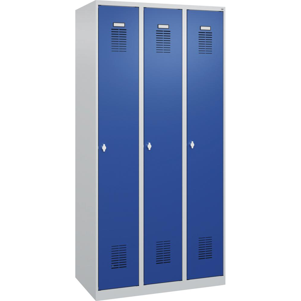 картинка Гардероб BASIC Ш900xГ500xВ1850 мм RAL 7035/5010, 3 отделения 3037 2522 Fplus от магазина "Элит-инструмент"