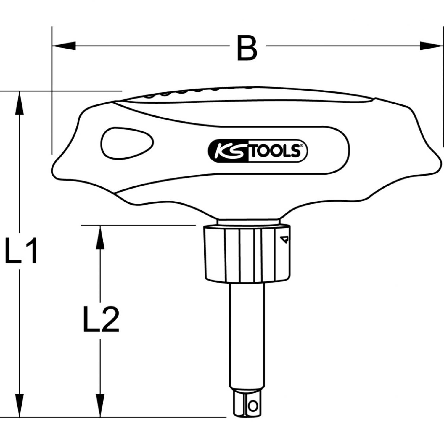 картинка Переключающийся ключ с трещоткой и Т-образной рукояткой ERGOTORQUEmax 1/4", 45 зубцов от магазина "Элит-инструмент"