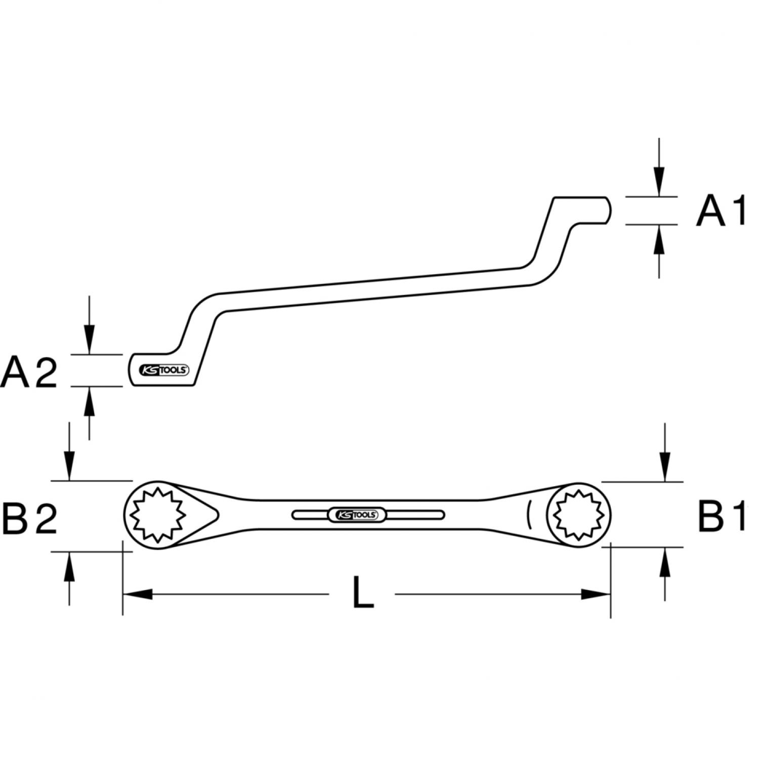 картинка Двусторонний накидной ключ, изогнутый, 46x50 мм подвеска от магазина "Элит-инструмент"