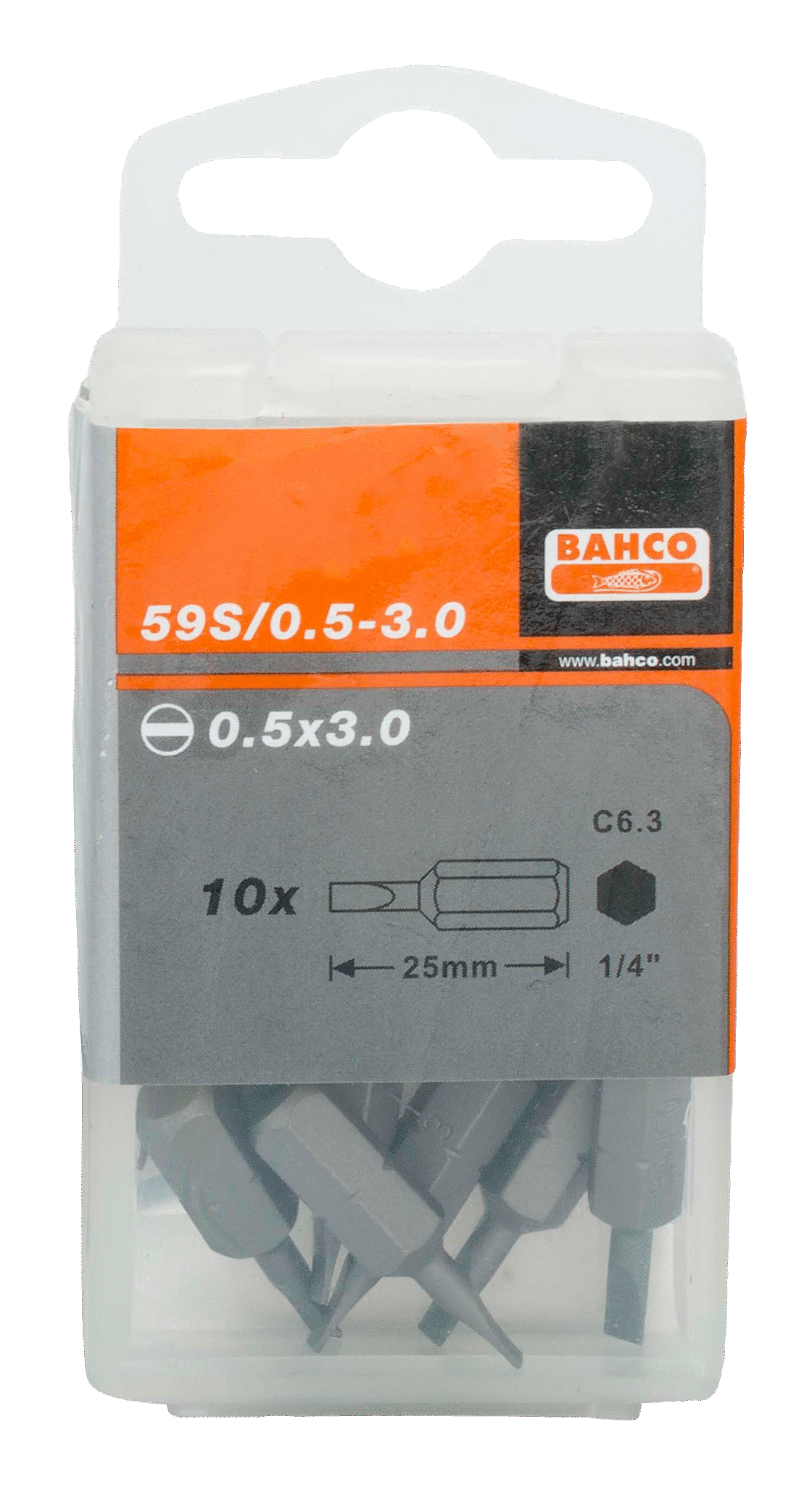 картинка Стандартные биты для отверток под винты со шлицем, 25 мм BAHCO 59S/1.0-5.5 от магазина "Элит-инструмент"