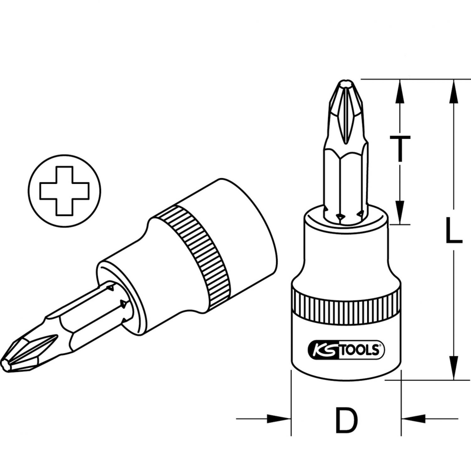 картинка Торцовая головка с битом CHROMEplus 1/4", РН1 подвеска от магазина "Элит-инструмент"