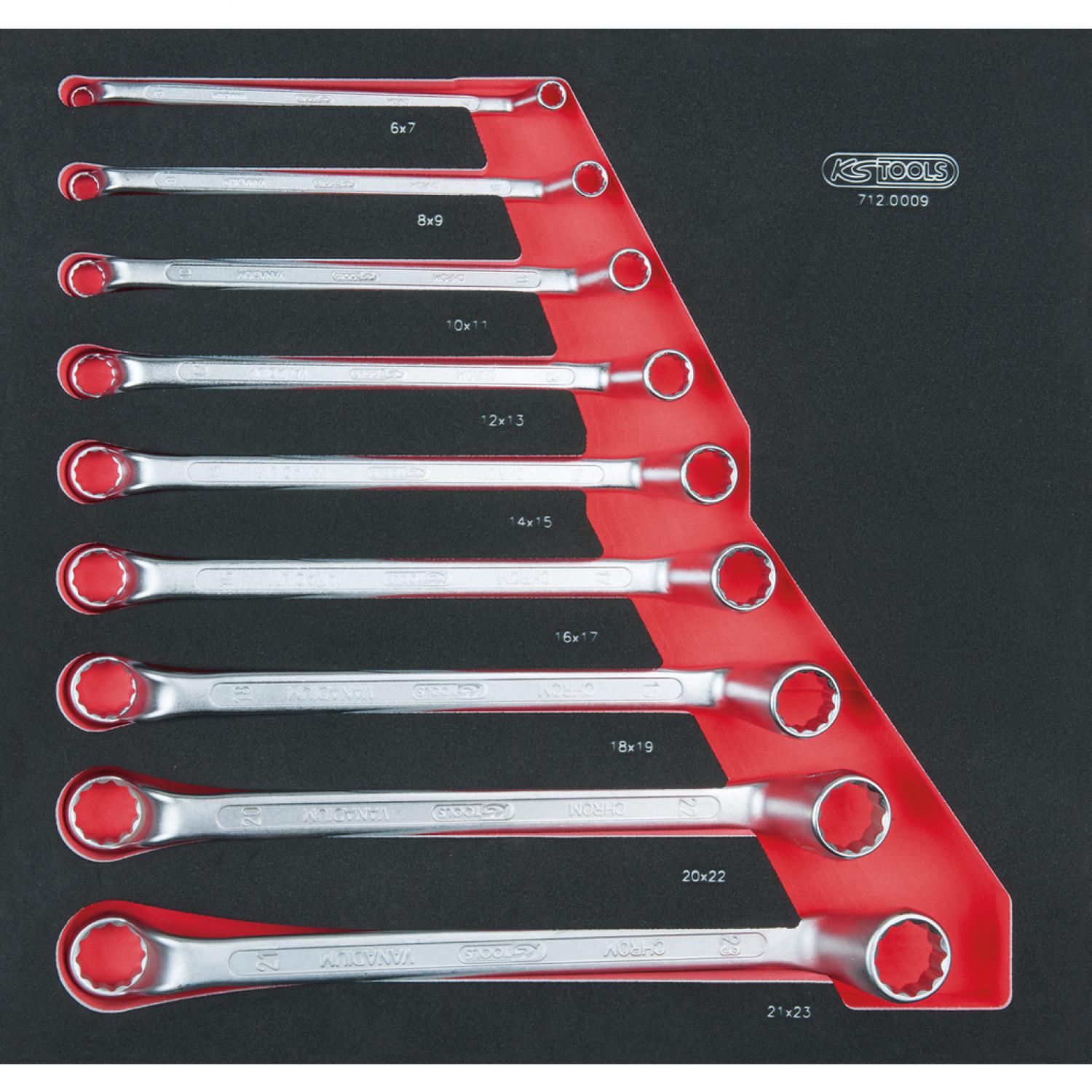 картинка Комплект двусторонних накидных ключей SCS, 9 шт, во вкладке на 2/3 инструментального ящика от магазина "Элит-инструмент"