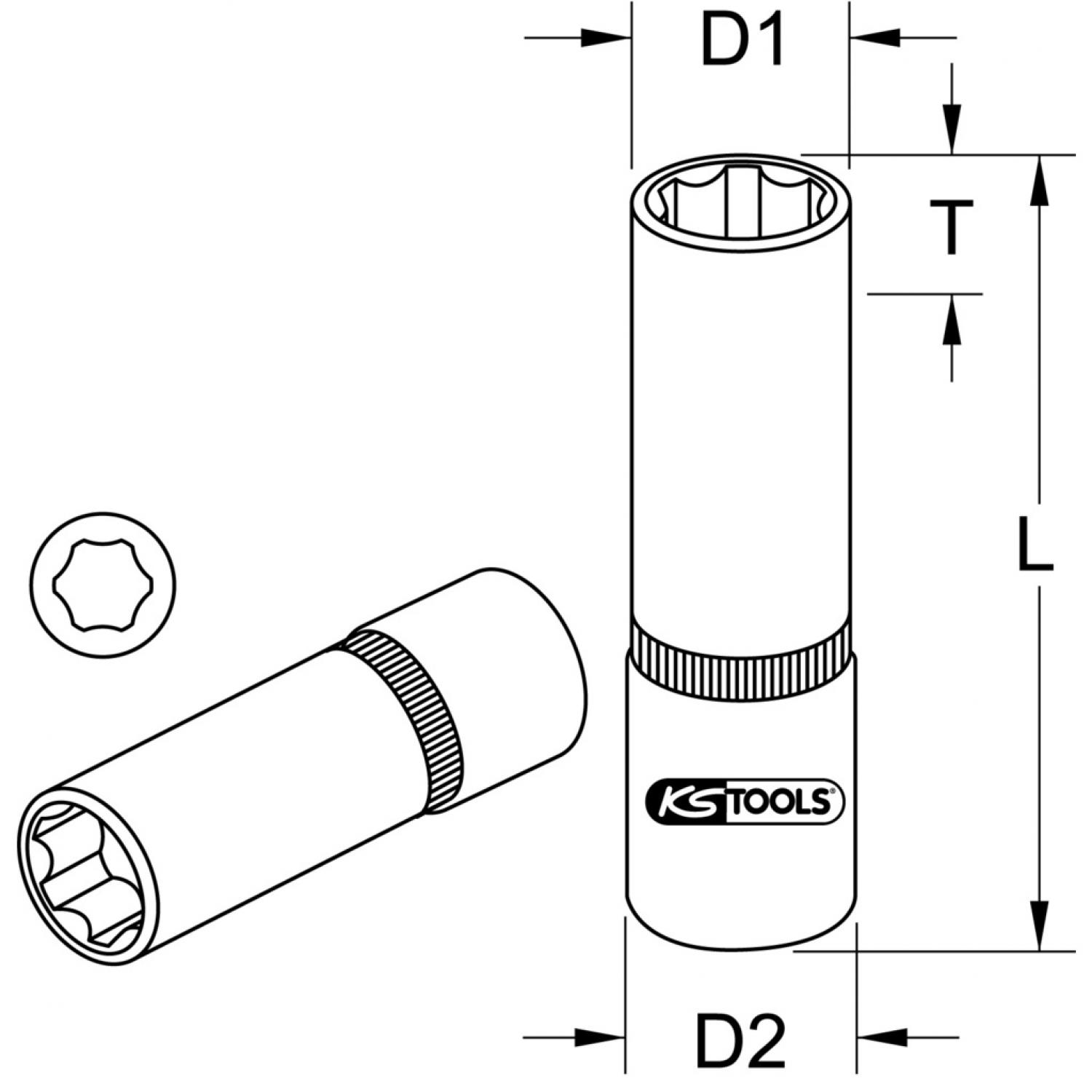 картинка Шестигранная торцовая головка CHROMEplus 1/4", длинная, 9 мм подвеска от магазина "Элит-инструмент"