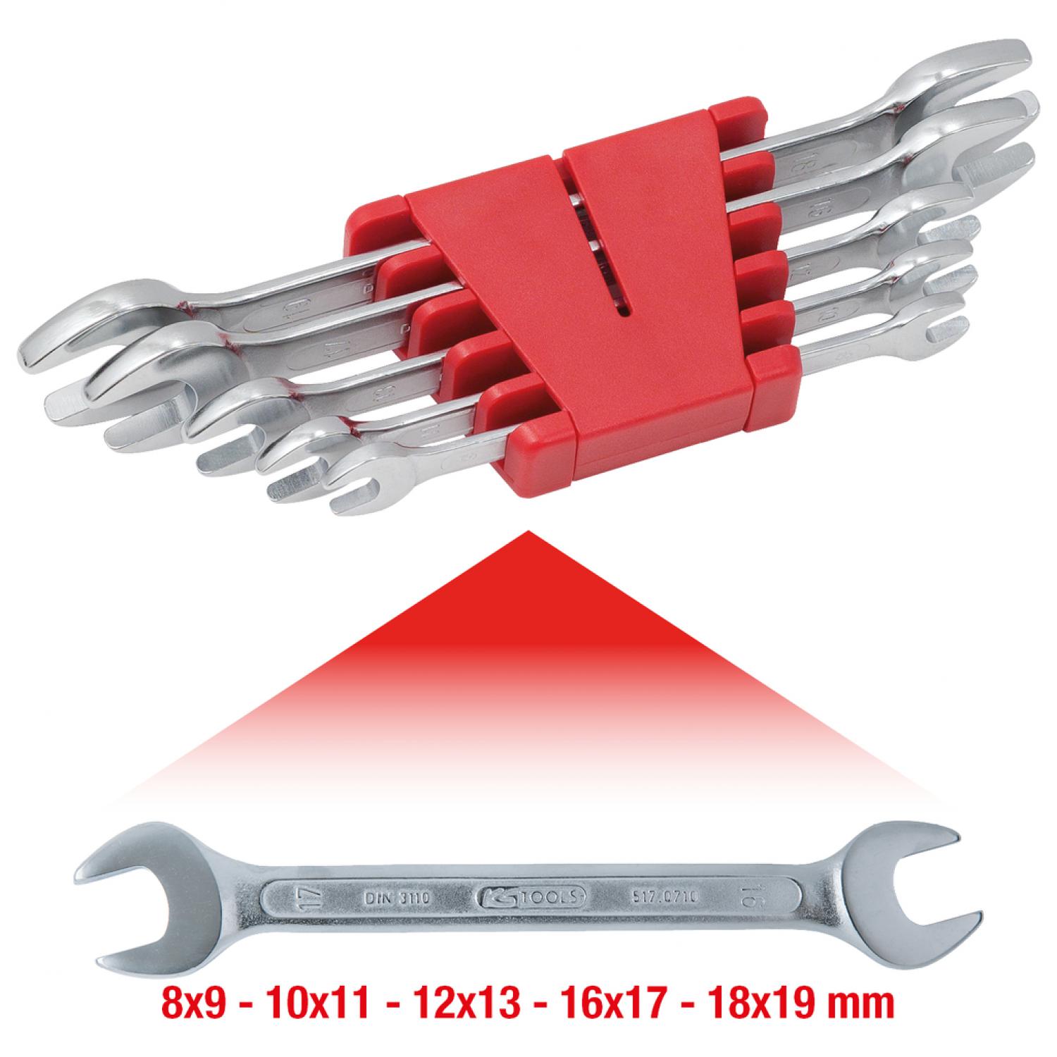 картинка Комплект двусторонних рожковых ключей, 5 шт, 8-19 мм от магазина "Элит-инструмент"