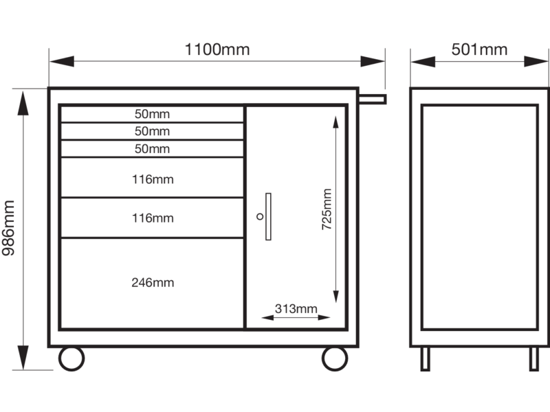 картинка Инструментальная тележка с 6 выдвижными ящиками и боковым шкафом. Lock & Go! Система фиксации BAHCO 1475KXL6C от магазина "Элит-инструмент"
