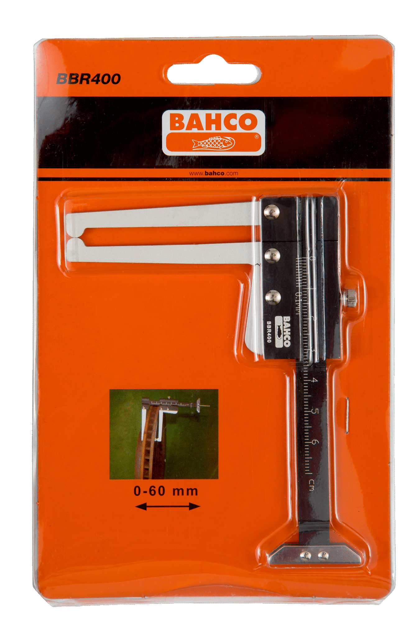 картинка Алюминиевый Штангенциркуль для измерения толщины тормозных дисков и глубины протектора BAHCO BBR400 от магазина "Элит-инструмент"