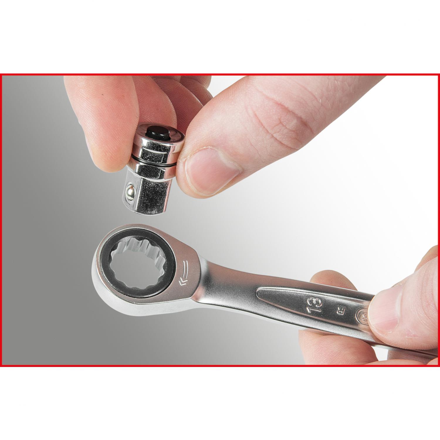 картинка Комплект комбинированных ключей с трещоткой GEARplus, 16 шт KSTools 503.4266 от магазина "Элит-инструмент"