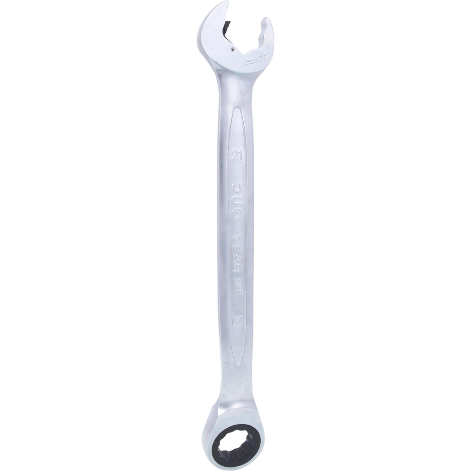 картинка Комбинированный ключ с трещоточным зевом DUO GEARplus, 21 мм, переключаемый от магазина "Элит-инструмент"
