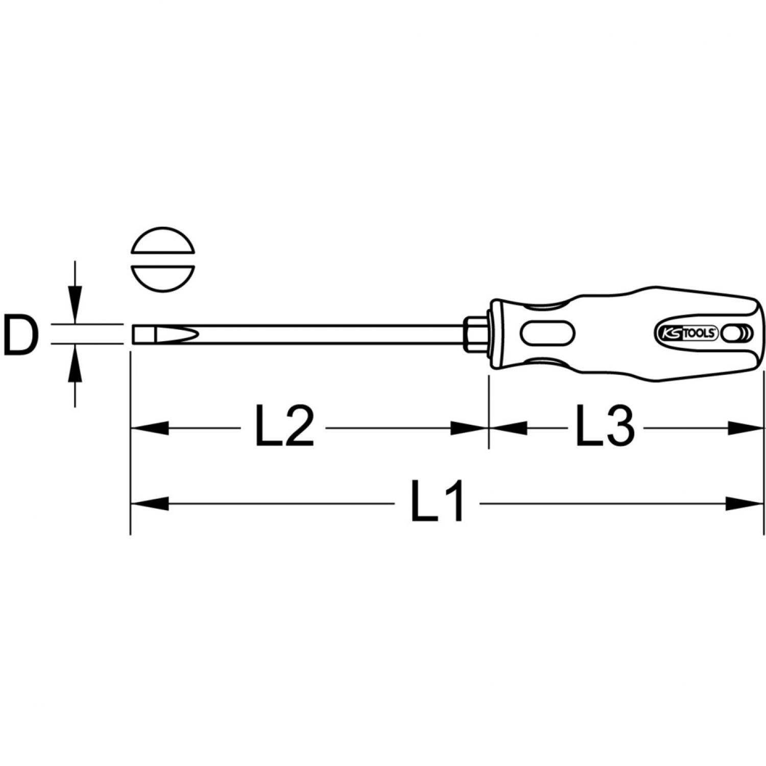 картинка Шлицевая отвертка ERGOTORQUEplus, 3 мм, длина 155 мм подвеска от магазина "Элит-инструмент"