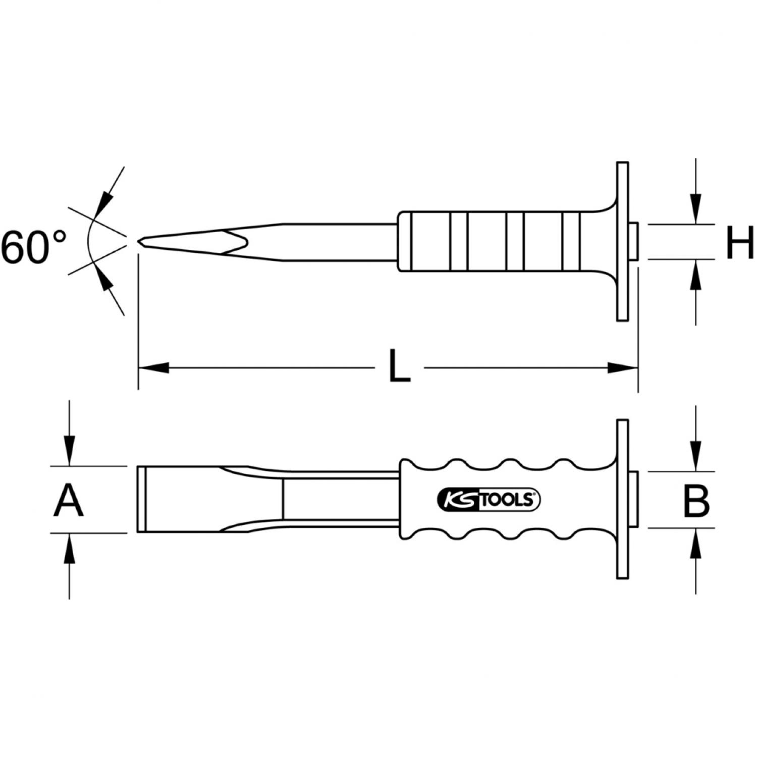 картинка Зубило для швов с защитной рукояткой, плоскоовальное, 60 мм от магазина "Элит-инструмент"
