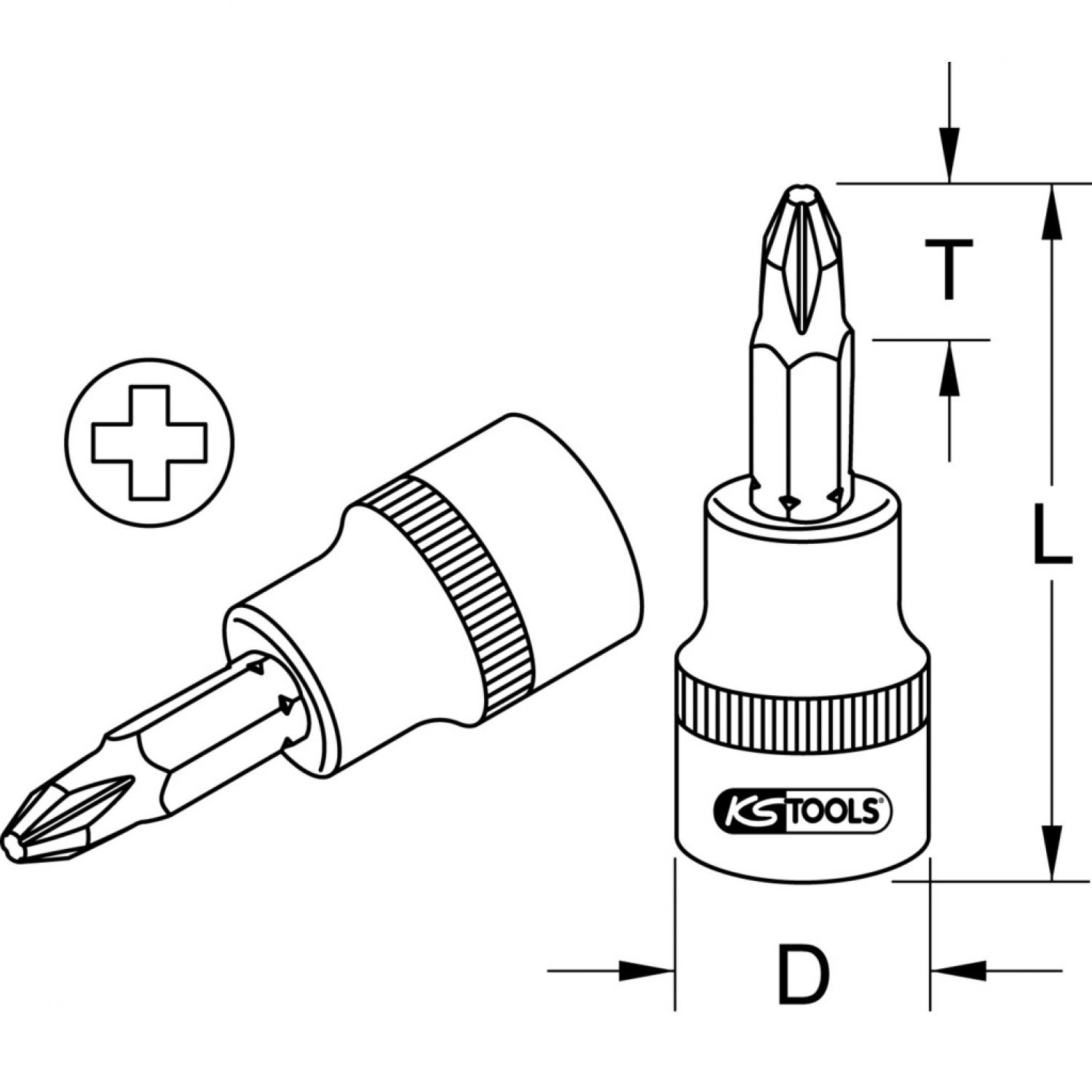 картинка Торцовая головка с битом CHROMEplus 1/4",РН3 подвеска от магазина "Элит-инструмент"
