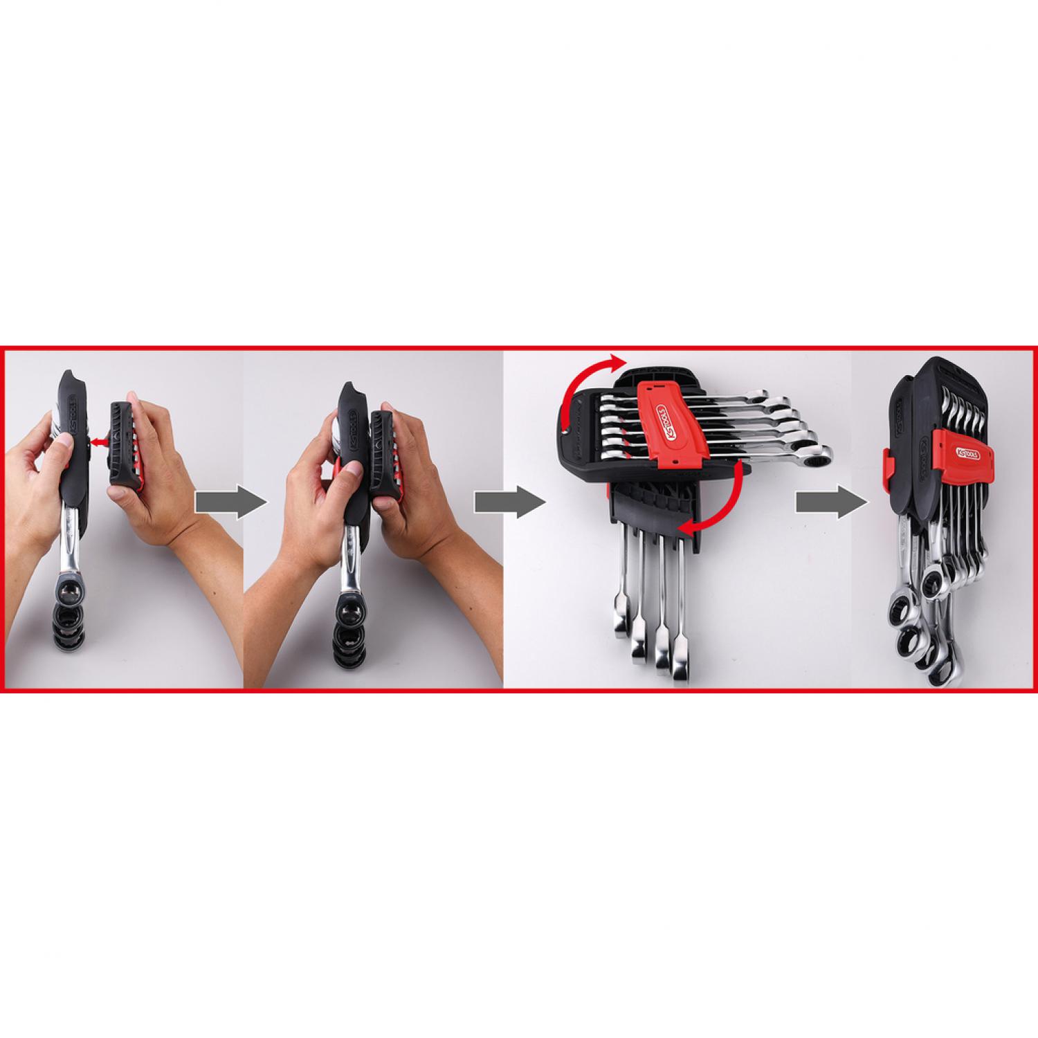 картинка Комплект комбинированных ключей с трещоткой GEARplus, 10 шт от магазина "Элит-инструмент"