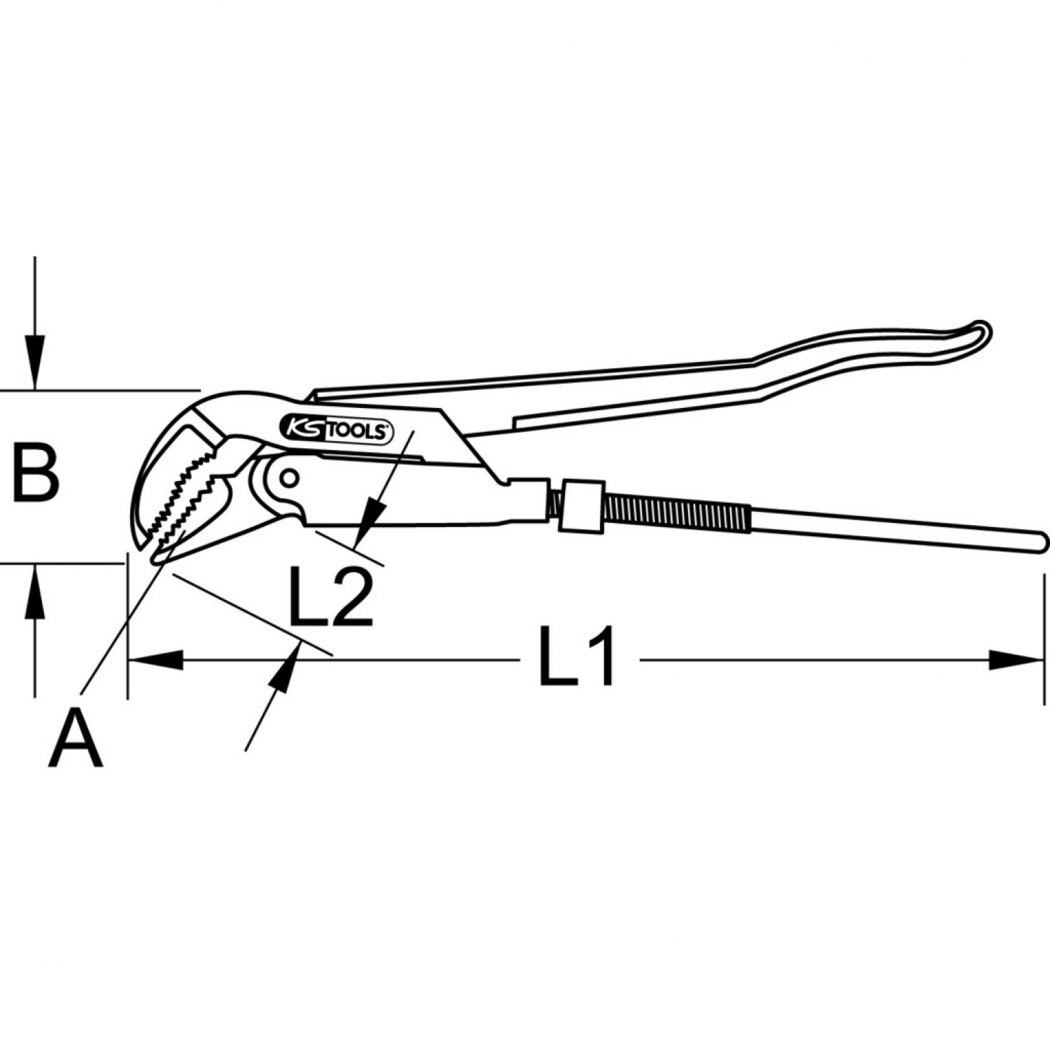 картинка Угловые трубные клещи с изгибом 45°, 1'' от магазина "Элит-инструмент"