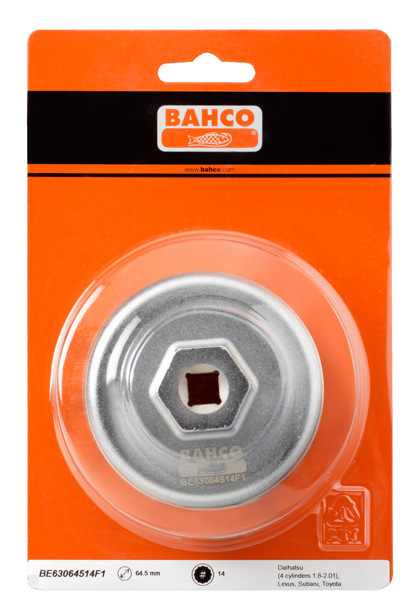 картинка Ключ для масляного фильтра для 4-цилиндровых двигателй Toyota, Lexus, Subaru, Daihatsu (1,8 - 2,0л) BAHCO BE63064514F1 от магазина "Элит-инструмент"