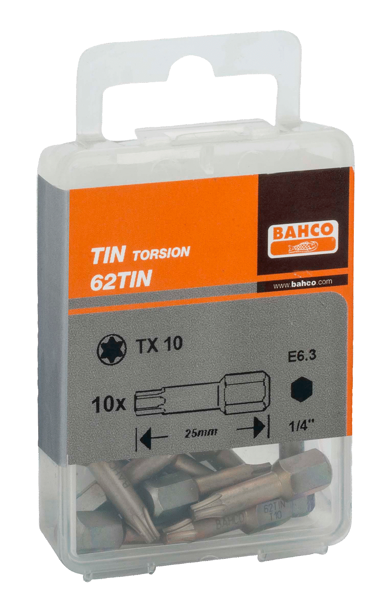 картинка Торсионные биты с покрытием из нитрида титана для отверток Torx®, 25 мм BAHCO 62TIN/T10 от магазина "Элит-инструмент"
