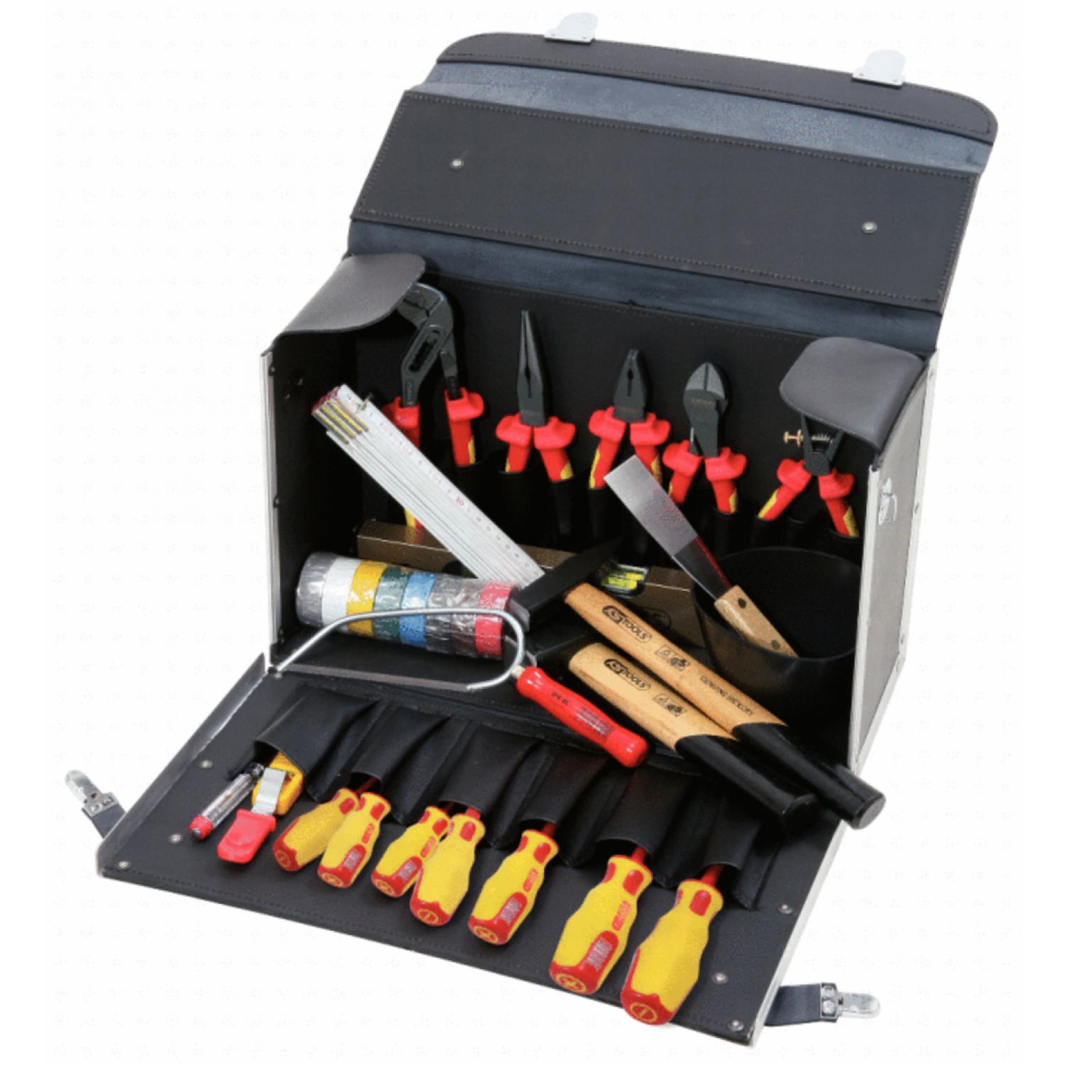картинка Комплект инструментов для электриков Basic в чемодане из яловичной кожи, 30 шт от магазина "Элит-инструмент"