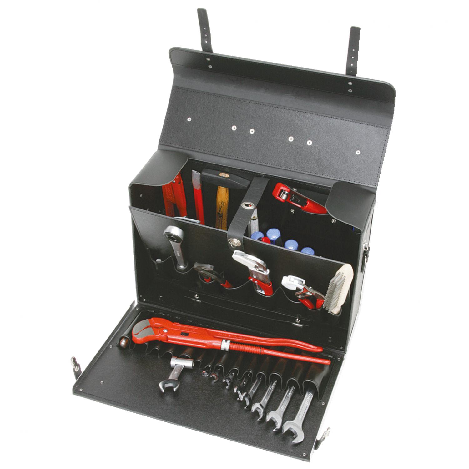 картинка Комплект инструментов для сантехнических работ Basic, в кожаном чемодане, 34 шт от магазина "Элит-инструмент"