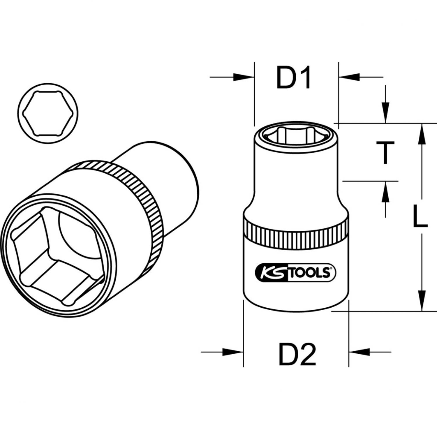 картинка Шестигранная торцовая головка CHROMEplus 1/2", 32 мм подвеска от магазина "Элит-инструмент"