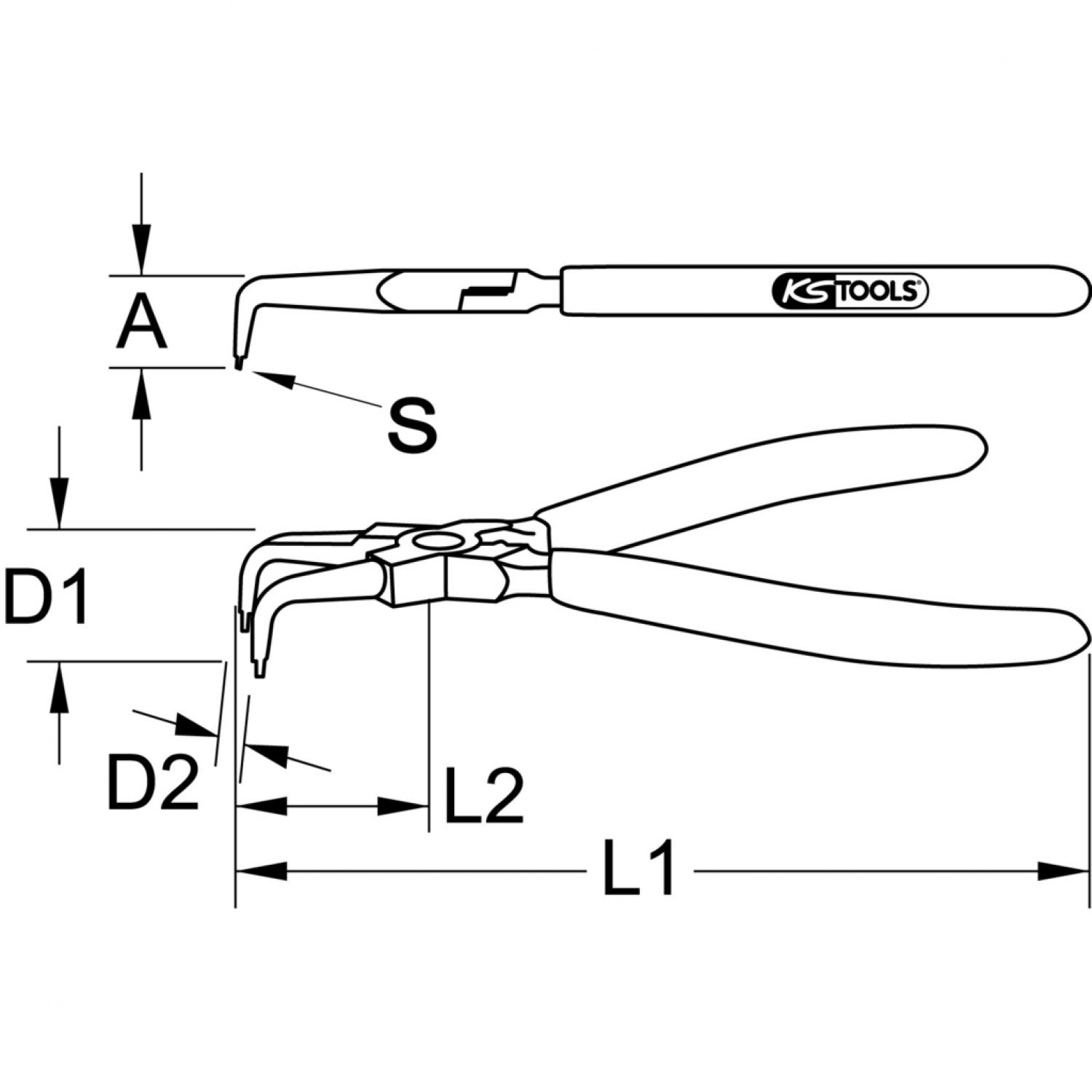 картинка Клещи для внутренних стопорных колец, изогнутые, 130 мм от магазина "Элит-инструмент"