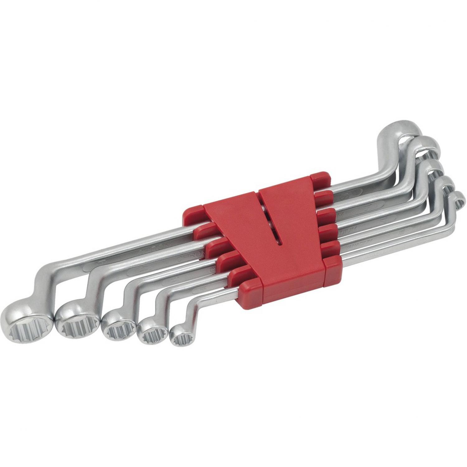 картинка Комплект двусторонних накидных ключей, изогнутых, 5 шт, 8-19 мм от магазина "Элит-инструмент"